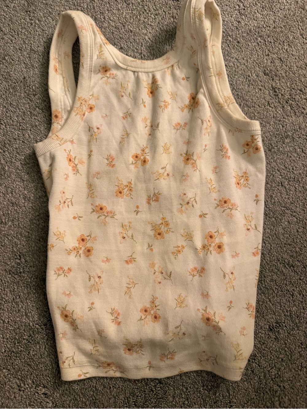 Splendid Women’s Cream Floral Ribbed Tank Top